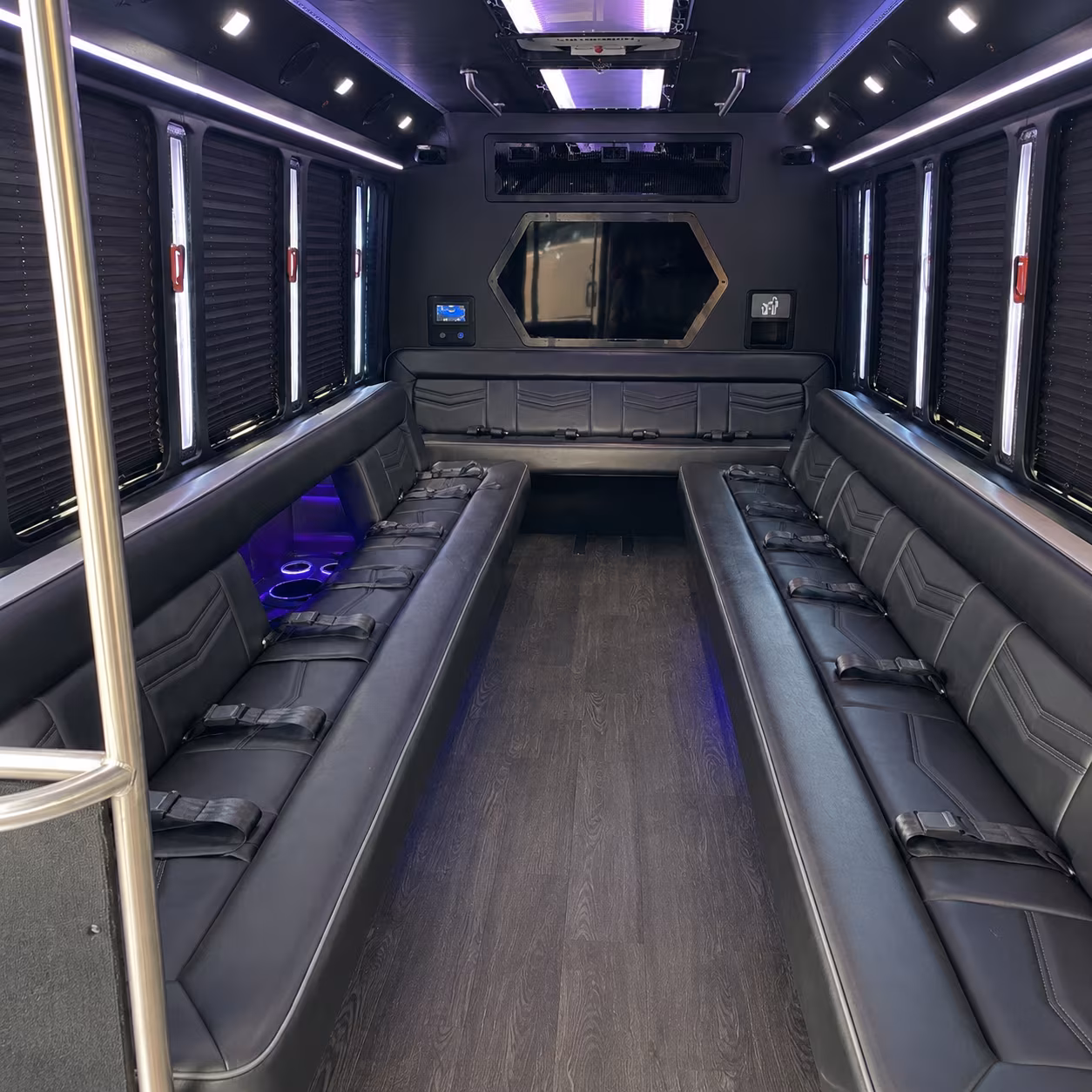 flint 18 passenger party bus interior