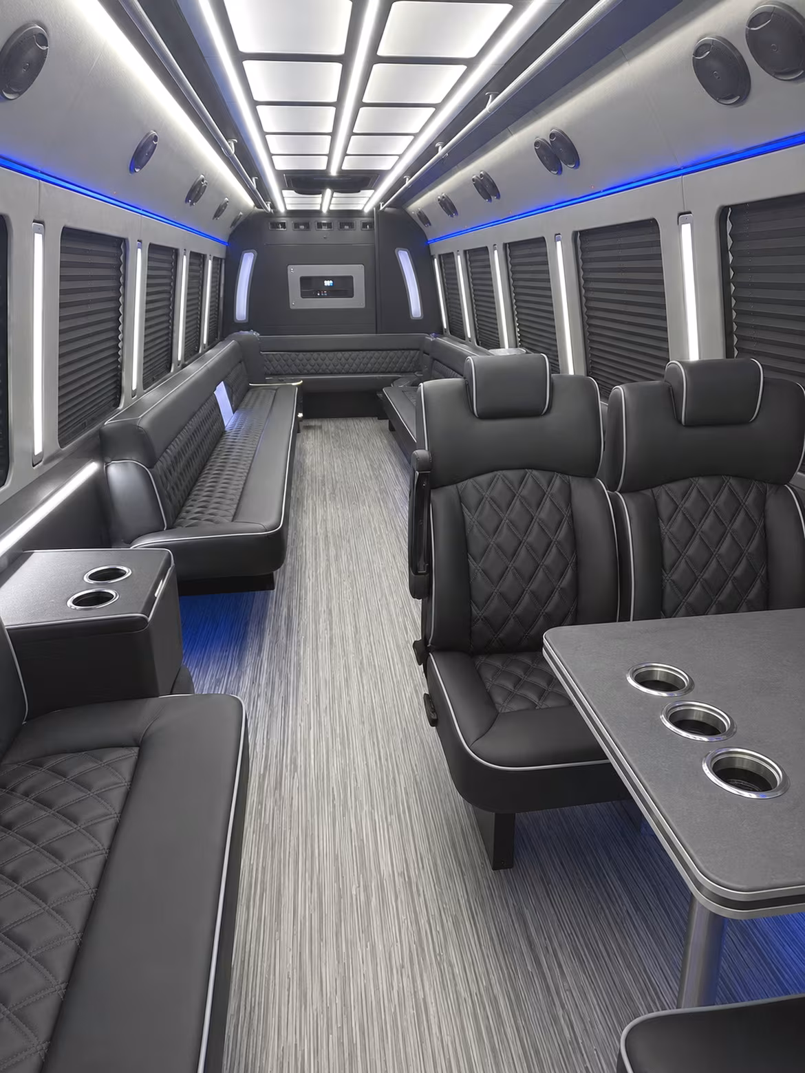flint 25 passenger party bus inside