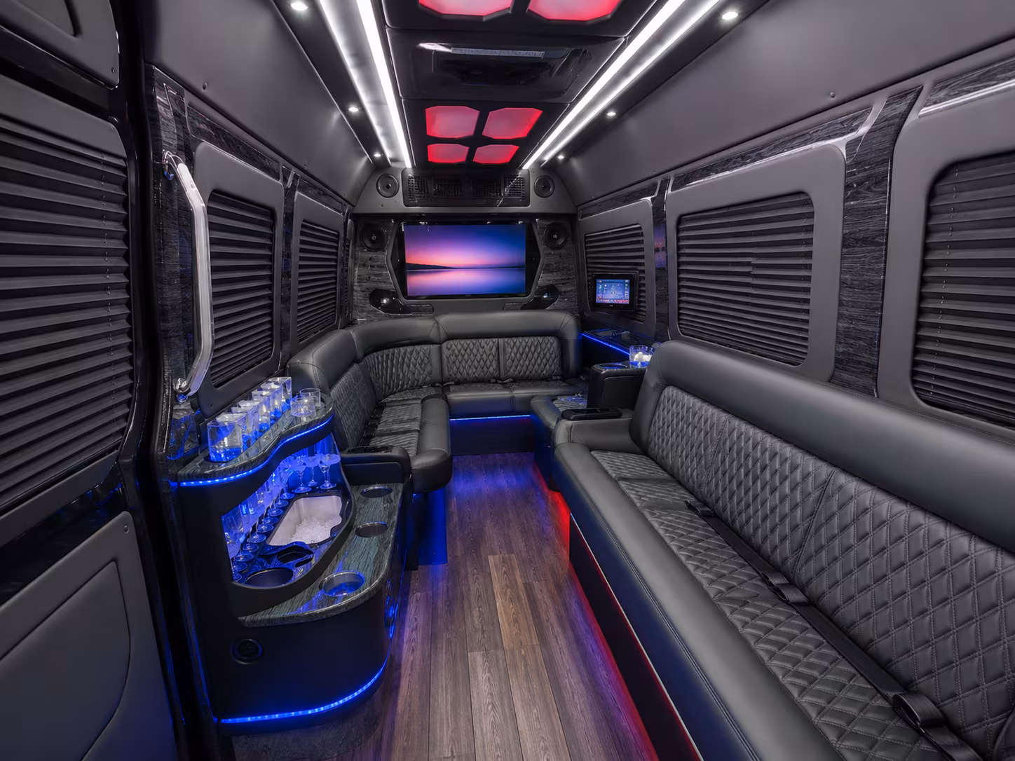 flint 40 passenger party bus inside